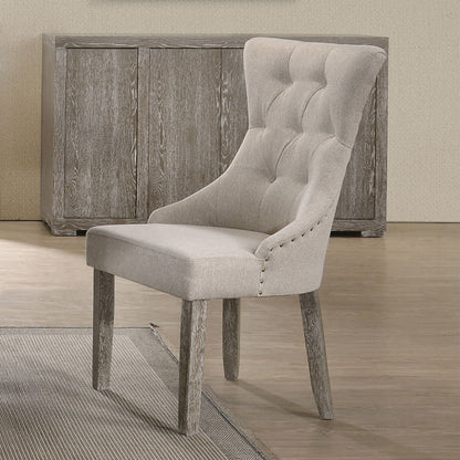 Gabrian - Side Chair (Set of 2) - Two-Tone Beige Fabric & Reclaimed Gray