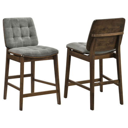 Redbridge Upholstered Counter Chair Grey and Walnut (Set of 2)
