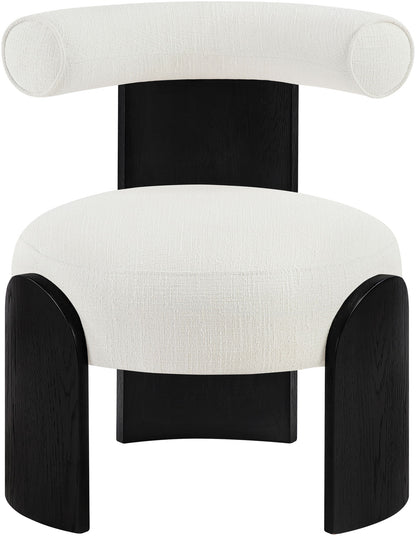 Calder - Linen Textured Fabric Upholstered Accent Chair - Painted Black Base
