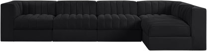 Rummi - Velvet Performance Fabric Upholstered 5 Piece Modular Sectional, L-Shaped (Right)
