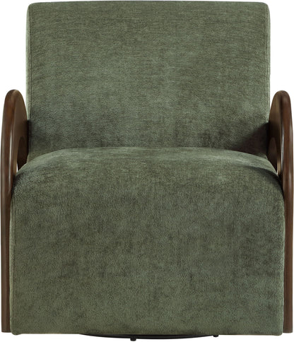 Neria - Chenille Fabric Upholstered Swivel Accent Chair - Painted Brown Base
