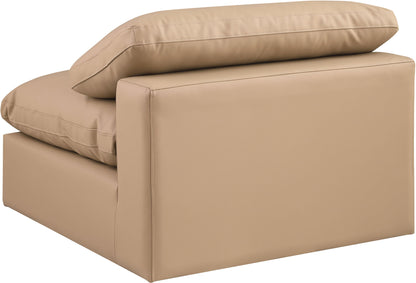 Comfy - Faux Leather Armless Chair - Tan