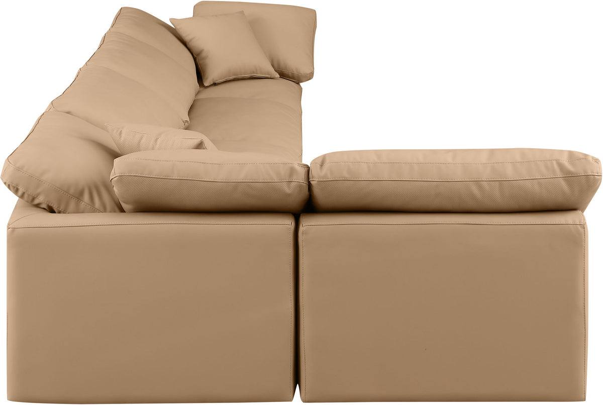 Indulge - Faux Leather 5 Piece Modular Sectional - Tan