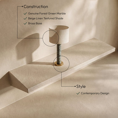 Opaline - Linen Textured Fabric And Brass Table Lamp