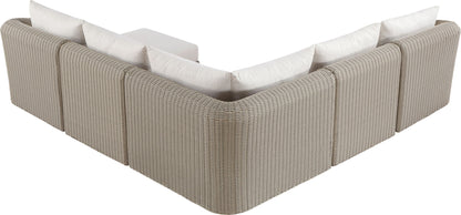 Seacrest - Olefin Water Resistant Fabric And Wicker 6 Piece Outdoor Patio Modular Sectional