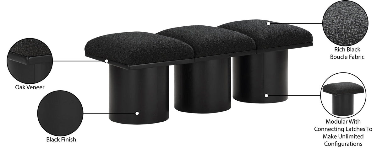 Pavilion - 3 Piece Modular Bench With Black Base