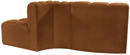 Arc - Velvet 3 Piece Modular Sofa - Saddle