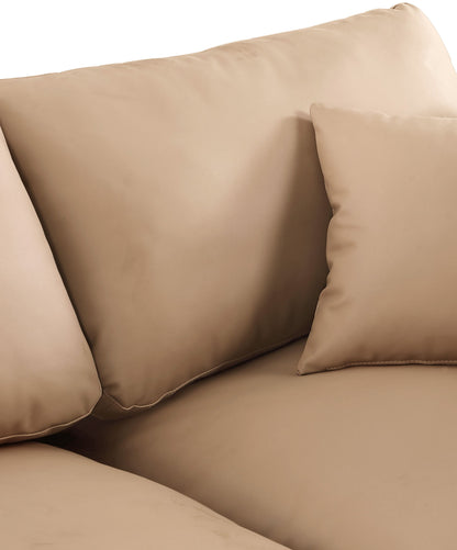 Comfy - 6 Piece Faux Leather Modular Sectional - Tan