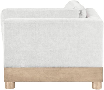Turin - Chenille Fabric Upholstered Modular Corner Chair - Natural Base