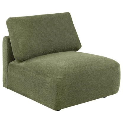 Elysia Fabric Upholstered Modular Armless Chair Green