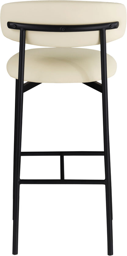 Lupita - Vegan Leather Upholstered Bar Stool (Set of 2) - Cream / Matte Black