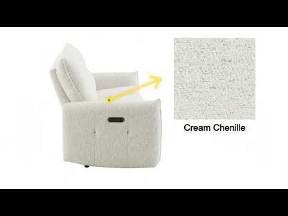 Lalisa - Power Motion Loveseat With USB Port - Cream Chenille