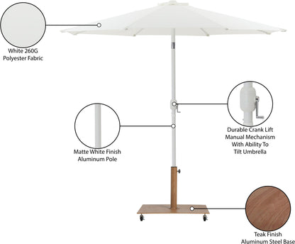 Fiji - Aluminum Patio Umbrella With Square Teak And White Base
