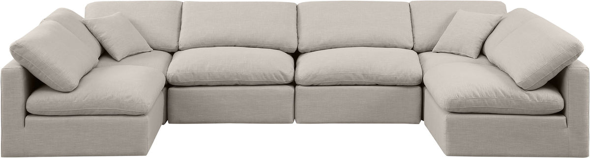 Indulge - Linen 6 Piece Modular U-Shaped Sectional