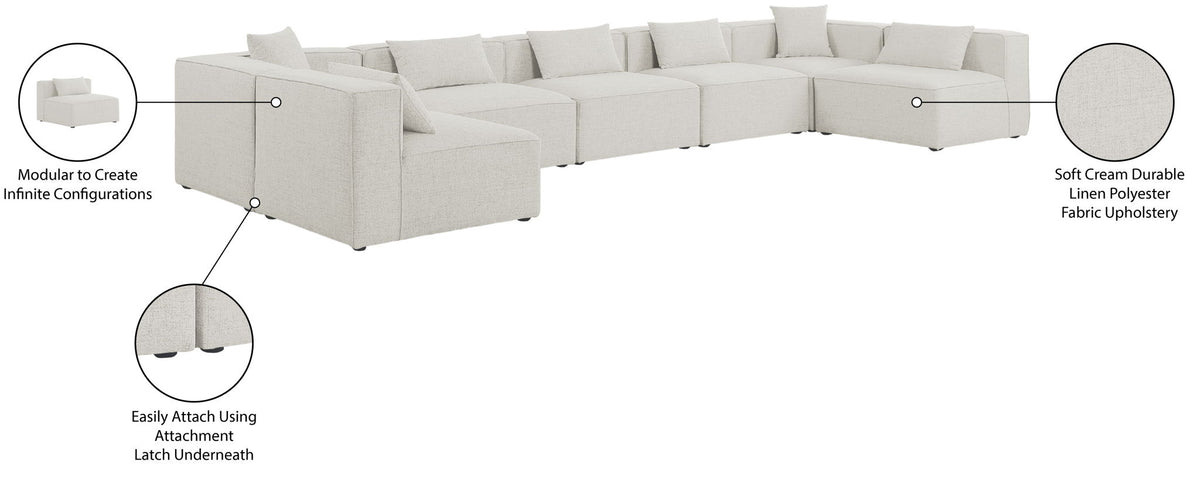Cube - Linen 7 Piece Modular U-Shaped Sectional