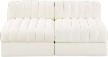 Rummi - Velvet Performance Fabric Upholstered 2 Piece Modular Armless Loveseat