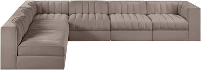 Rummi - Velvet Performance Fabric Upholstered 6 Piece Modular Sectional