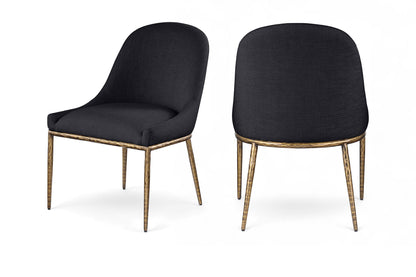 Ferro - Upholstered Dining Side Chair With Brushed Gold Legs