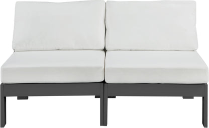 Nizuc - Outdoor Patio 2 Seat Armless Modular Sofa With Gray Frame