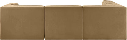 Rummi - Velvet Performance Fabric Upholstered 4 Piece Modular Sectional