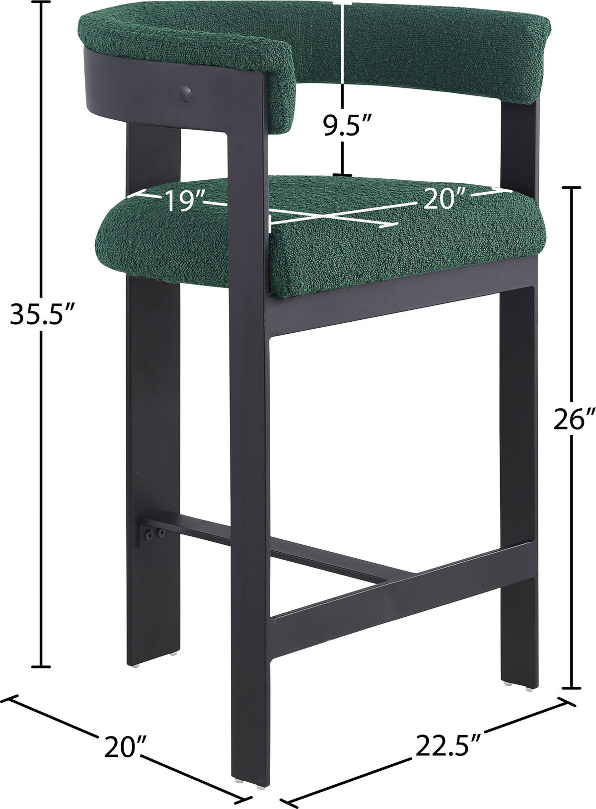 Romeo - Boucle Counter Stool With Black Base (Set of 2)