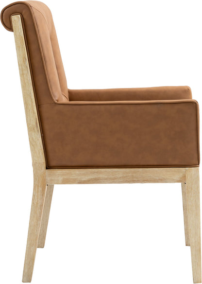 Gwendolyn - Faux Leather Dining Arm Chair With Natural Frame