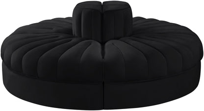 Rummi - Round Velvet Performance Fabric Upholstered 4 Piece Modular Sofa