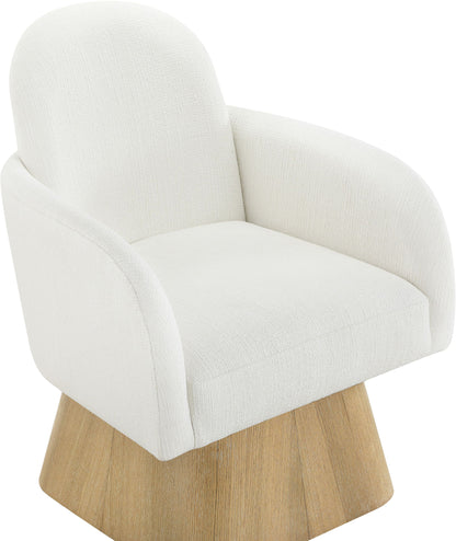Marlowe - Linen Textured Fabric Upholstered Swivel Accent Chair - Stained Natural