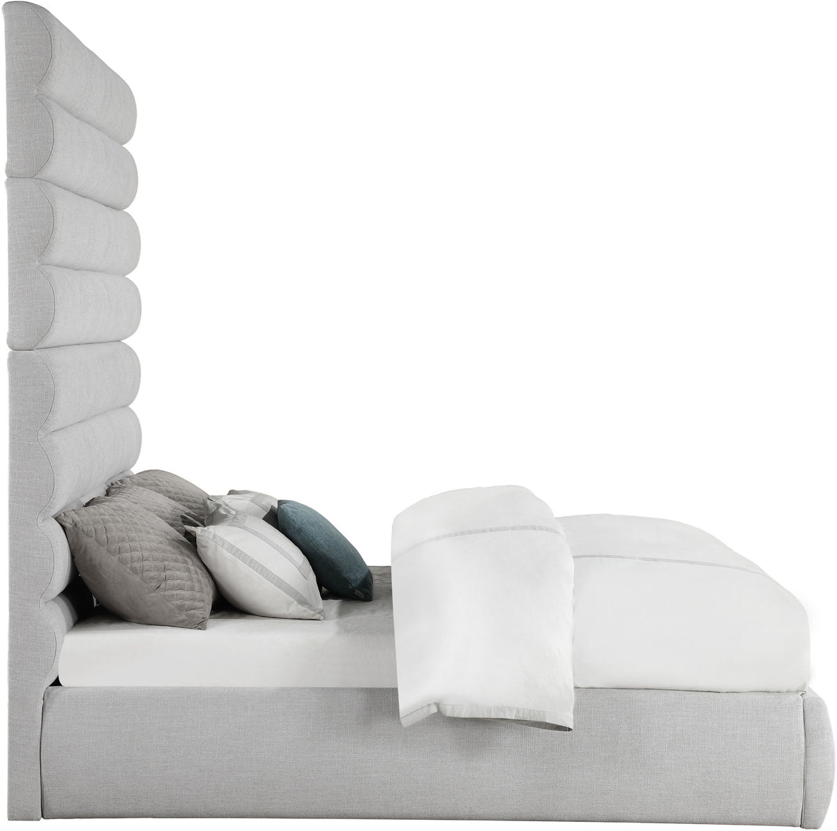 Adam - Linen Fabric Bed With 89" Headboard