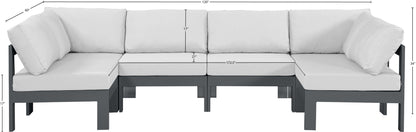 Nizuc - Outdoor Patio 6 Piece Modular Sectional With Gray Frame