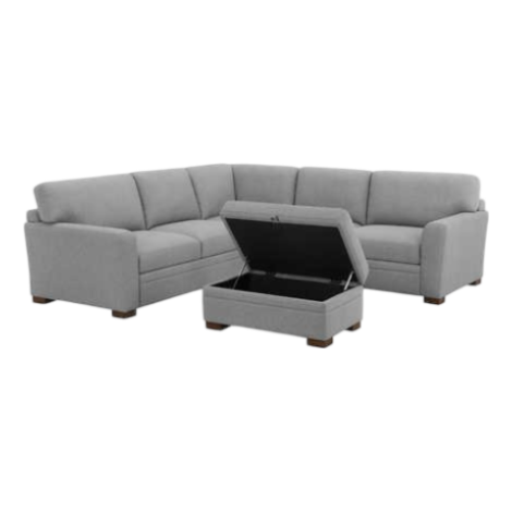 THOMASVILLE LANGDON FABRIC SECTIONAL WITH STORAGE OTTOMAN