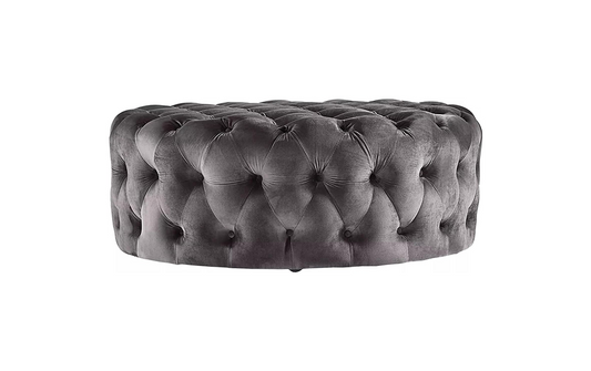 GRAY TUFTED OTTOMAN