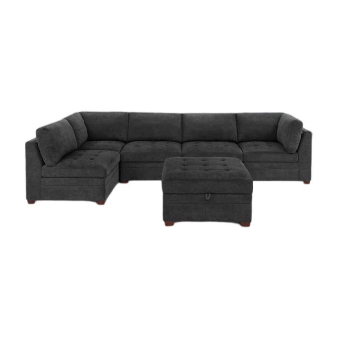 THOMASVILLE TISDALE FABRIC SECTIONAL WITH STORAGE OTTOMAN