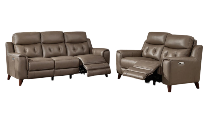 MALIBU 2-PIECE LEATHER POWER RECLINING SET - SOFA AND LOVESEAT