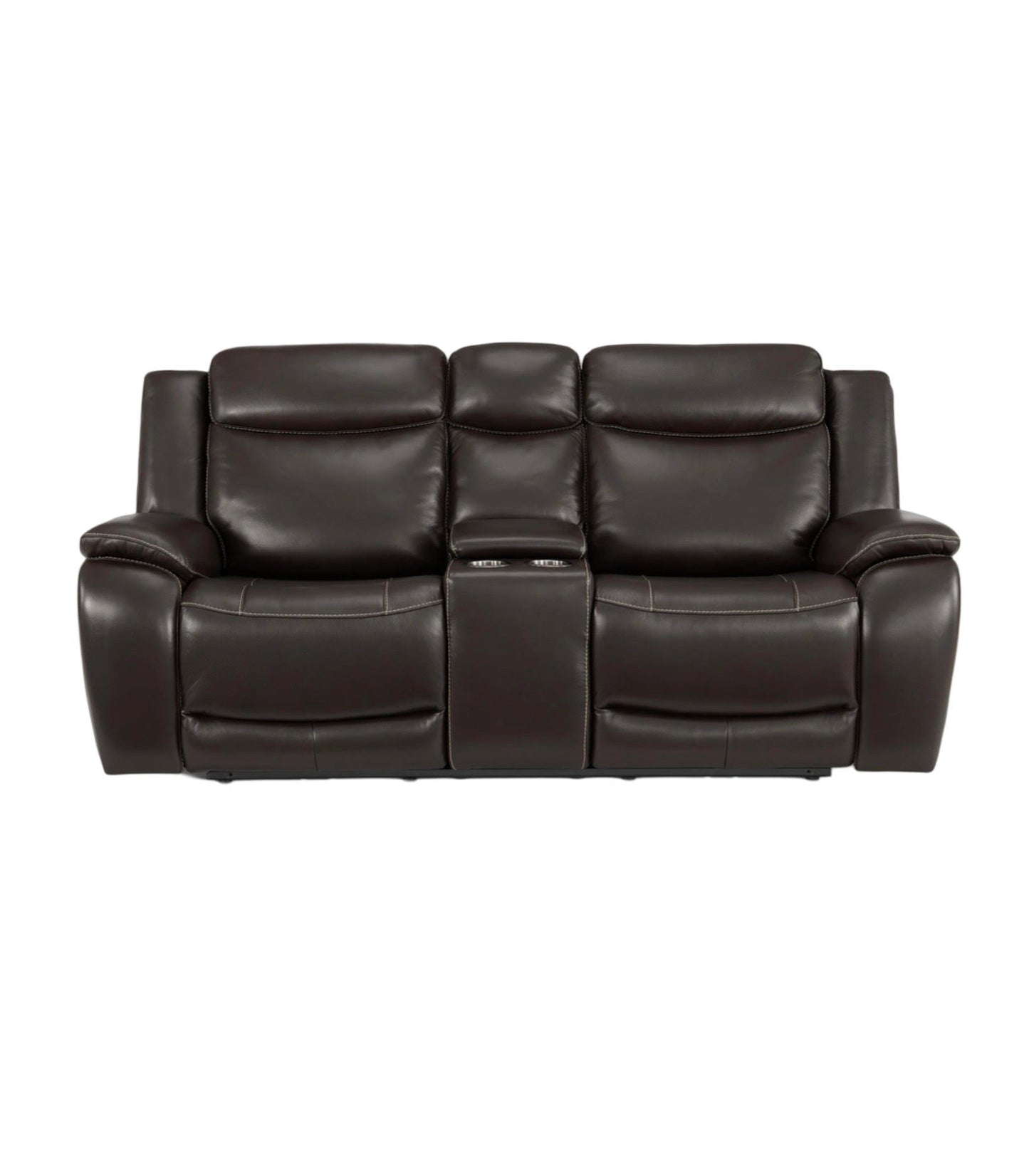 HARVEY LEATHER POWER RECLINING SOFA AND LOVESEAT WITH POWER HEADRESTS