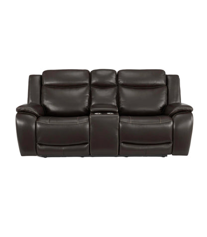 HARVEY LEATHER POWER RECLINING SOFA AND LOVESEAT WITH POWER HEADRESTS